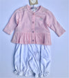 Floriane of France Infant Girls 2Pc Set Long Sleeve Pink Top With White Bloomer