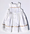 Pomme Framboise of France Girls Dressy White With Gold Trim Applique Dress