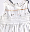 Pomme Framboise of France Girls Dressy White With Gold Trim Applique Dress