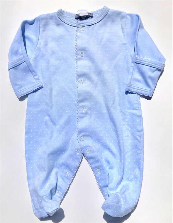 Kissy Kissy 1Pc Light Blue/White New Kissy Dots Print Footie