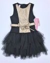 Biscotti Black/Metalic Gold Faux Leather  and Knit Tutu Dress