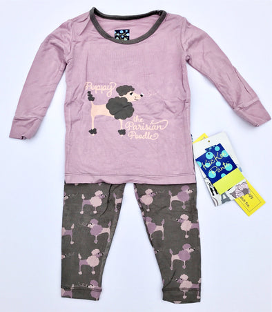 Kickee Pants 2Pc Cobblestone Poodle L/S Pajama Set