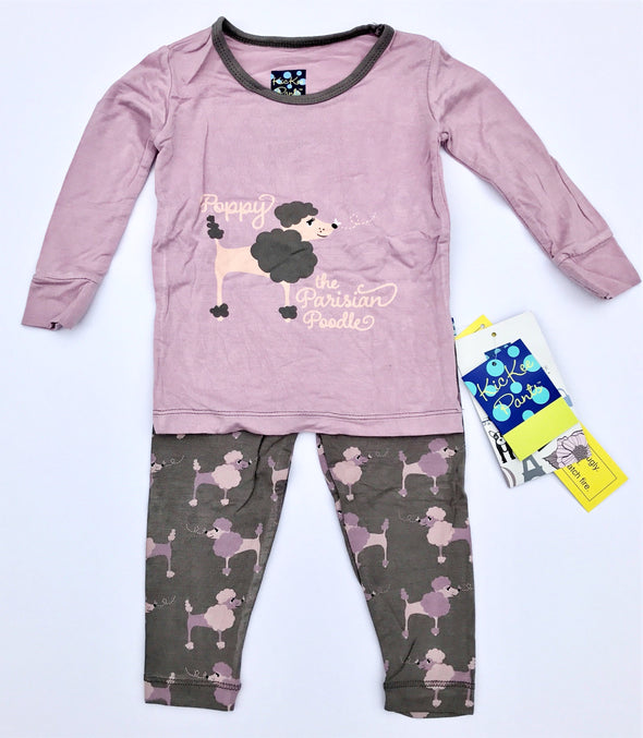 Kickee Pants 2Pc Cobblestone Poodle L/S Pajama Set