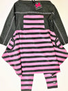 KidCuteTure 2Pc Charcoal And Pink Striped Dress