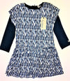 3Pommes Girls 1Pc Blue/White Drop Waist Dress