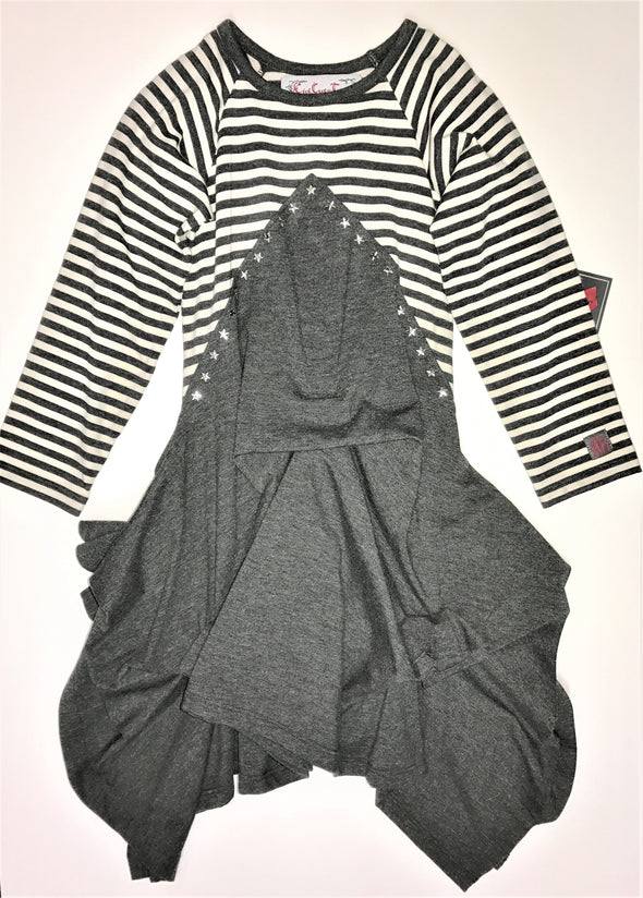 KidCuteTure Charcoal/Stripes And Stars Dress