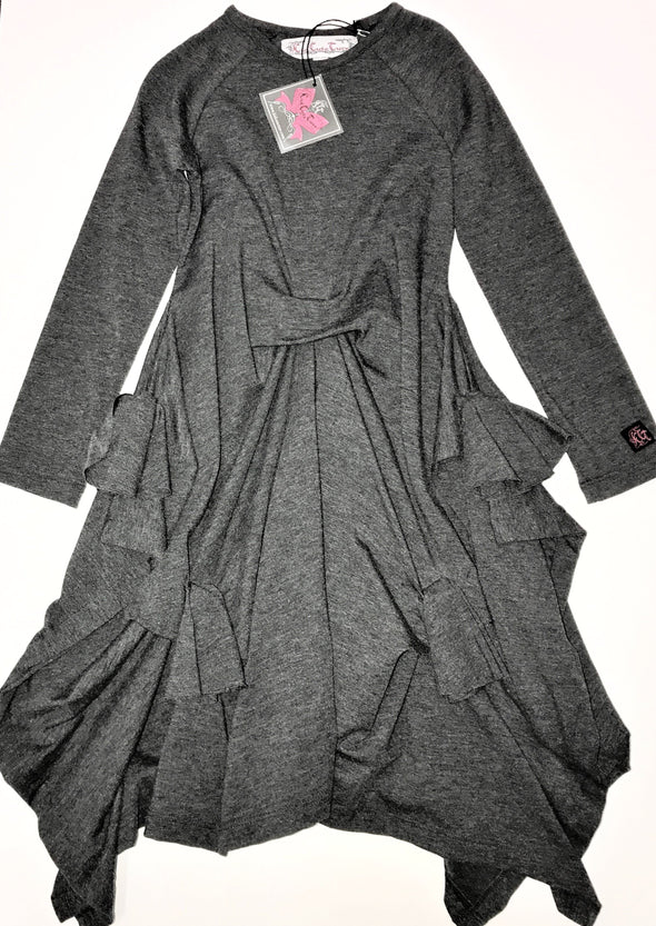 KidCuteTure Solid Charcoal Pickup Dress