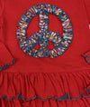 Love U Lots Red Tiered Dress With Applique Peace Sign