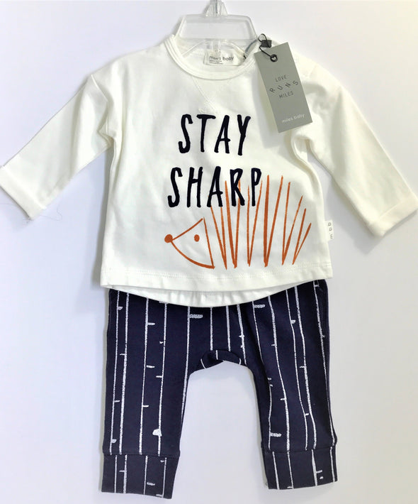 Miles Baby Navy/Cream 2Pc Pant Set