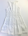 3Pommes White Tiered Front Lace-up Cotton Dress